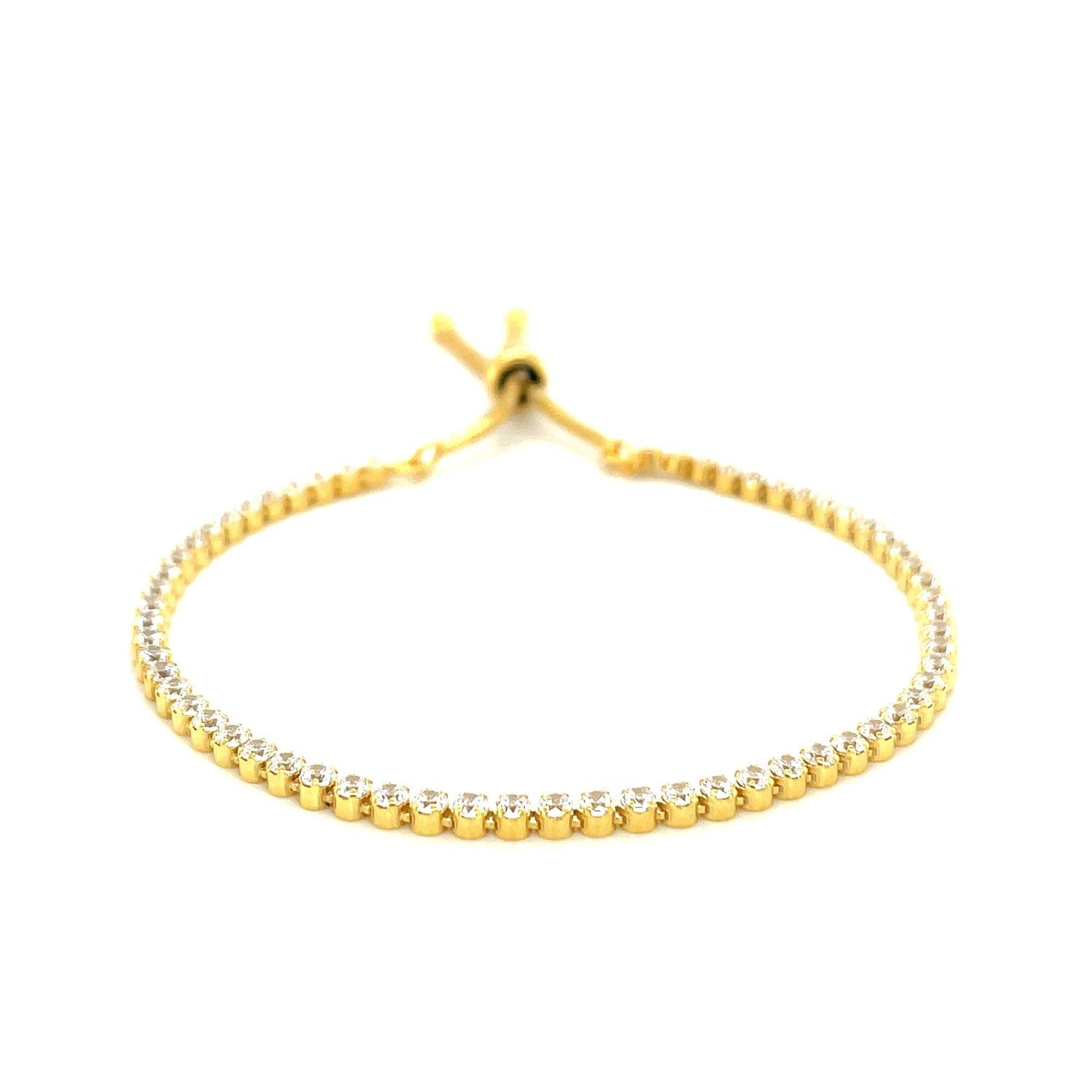 Adjustable Tennis Style Bracelet with Cubic Zirconia in Sterling Silver