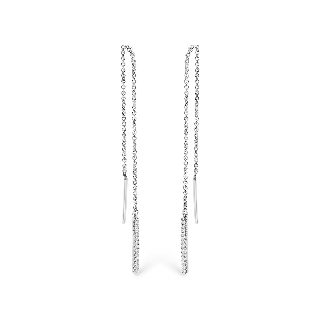 10K White Gold 1/10 Cttw Diamond Threader Earrings