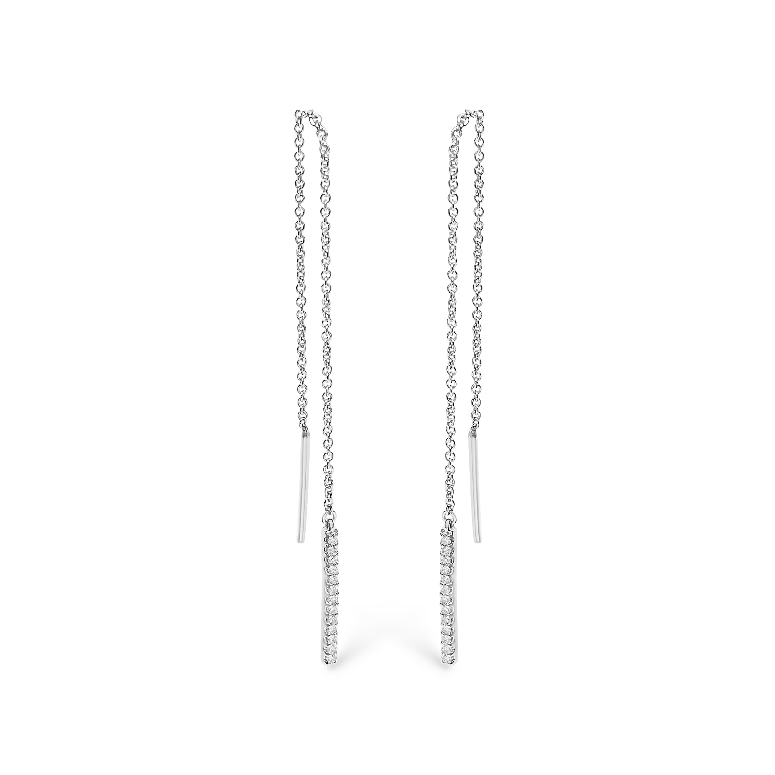 10K White Gold 1/10 Cttw Diamond Threader Earrings