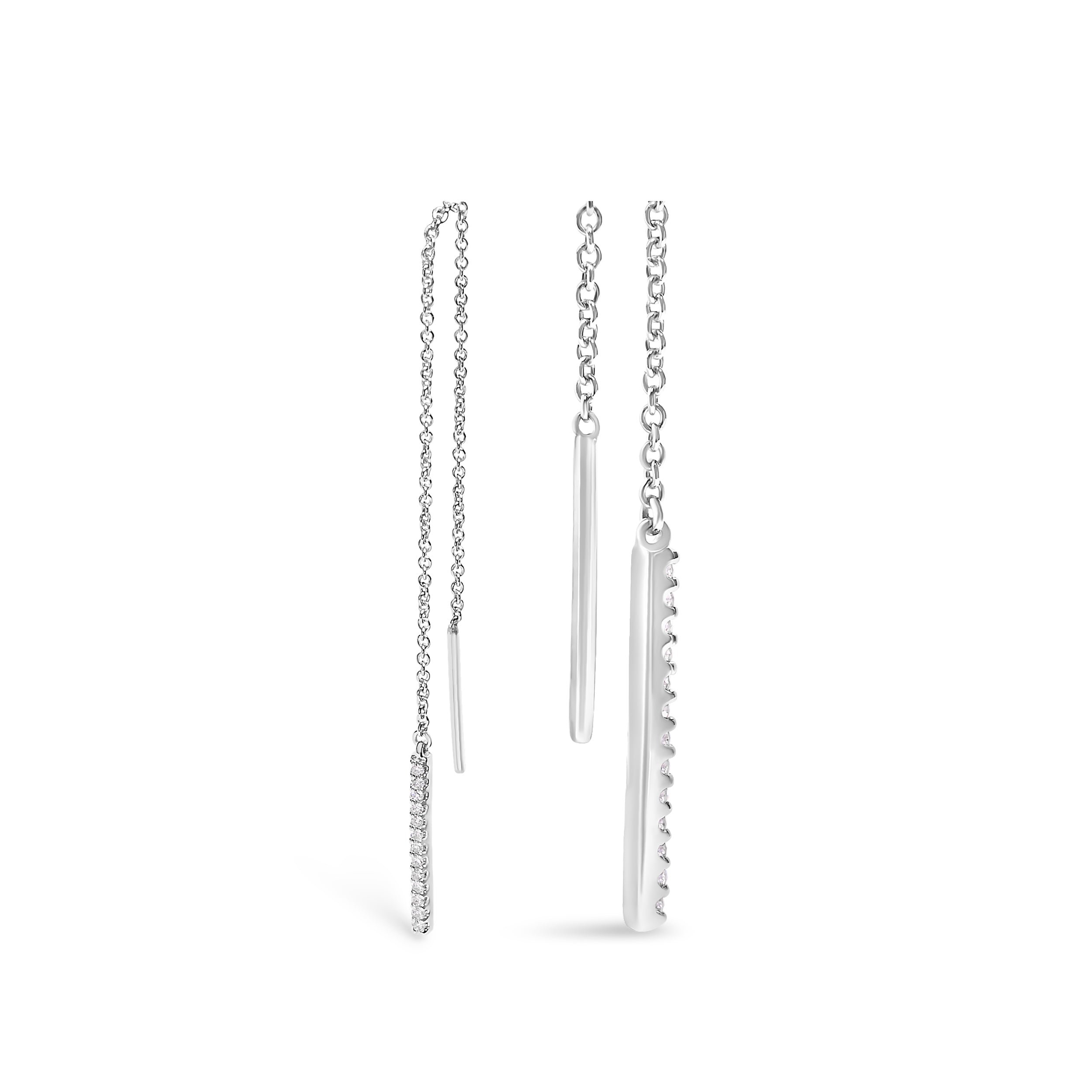 10K White Gold 1/10 Cttw Diamond Threader Earrings
