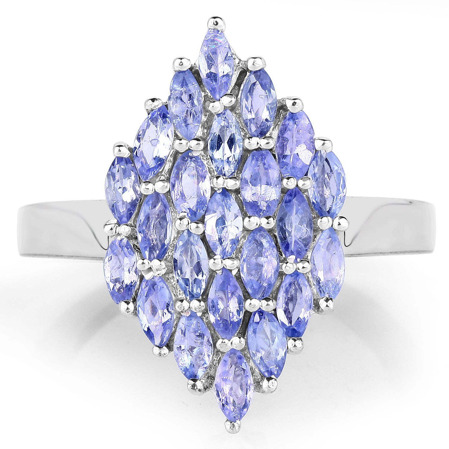 1.84 Carat Genuine Tanzanite .925 Sterling Silver Ring