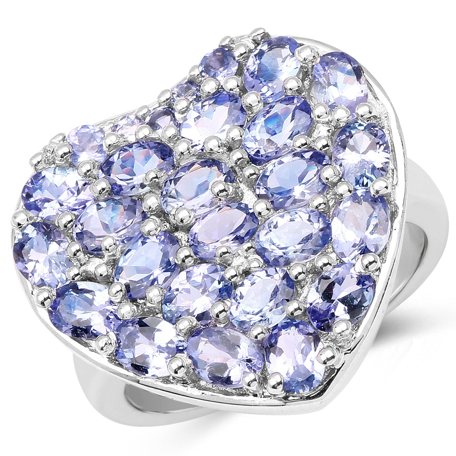 3.96 Carat Genuine Tanzanite .925 Sterling Silver Ring
