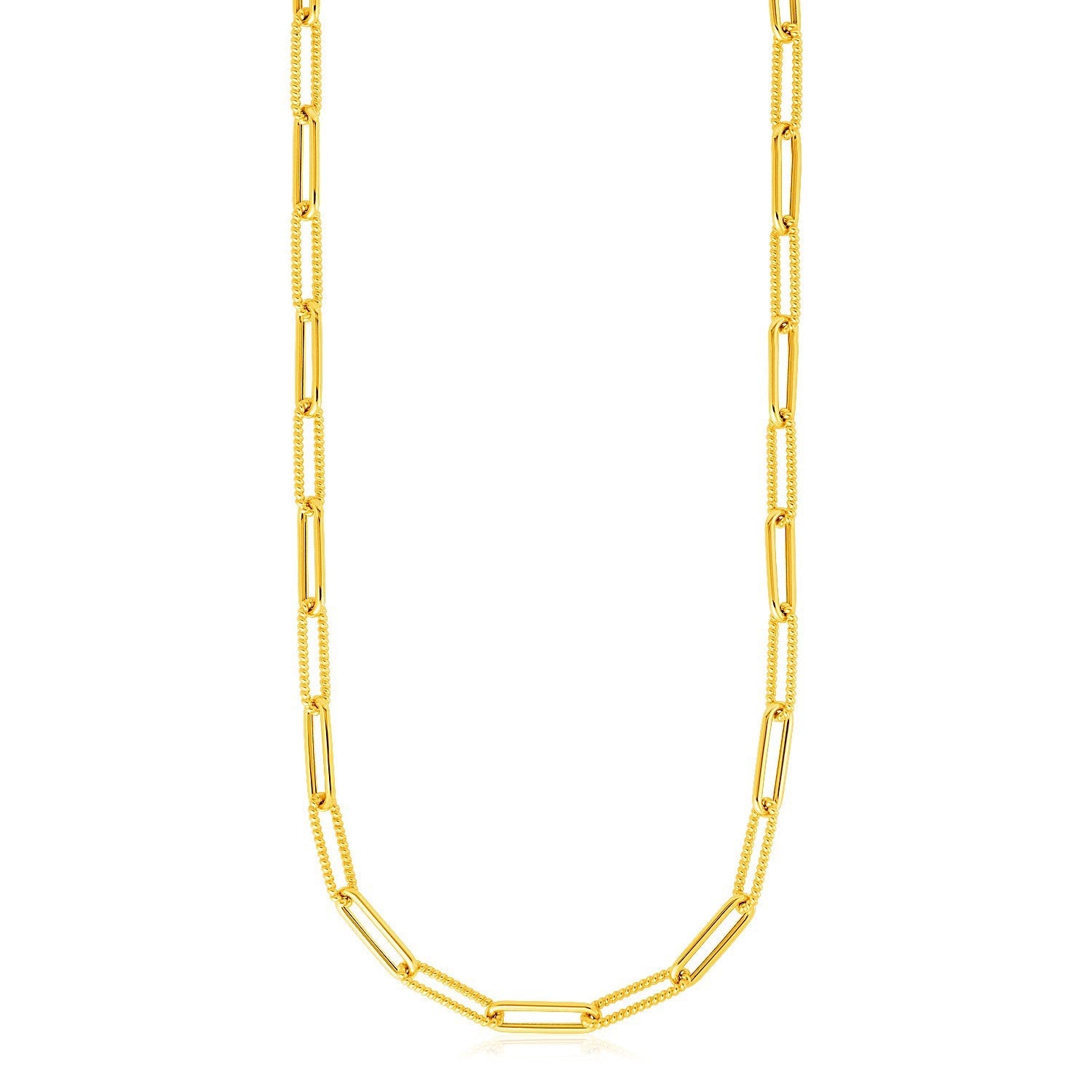 14k Yellow Gold Textured Paperclip Chain (3.5mm)