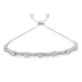 .925 Sterling Silver 1/4 Cttw Diamond 4â€-10â€ Adjustable Bolo Alternating Square and Rectangle Bolo Bracelet (I-J Color, I3 Clarity)