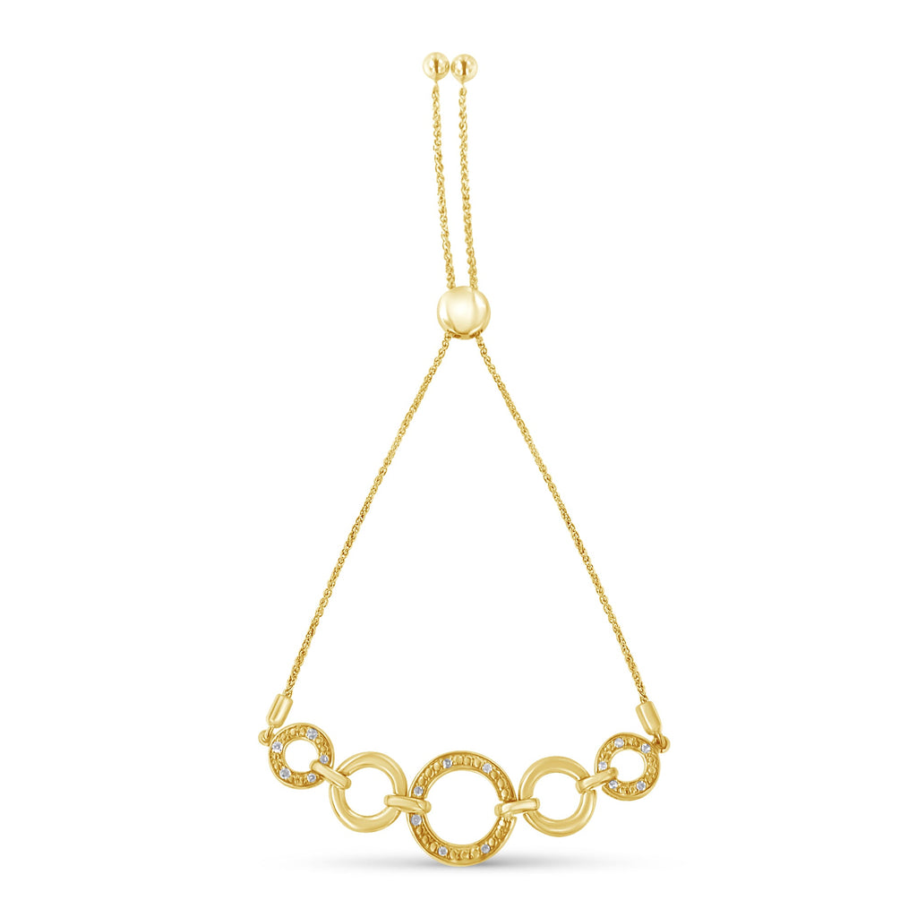 10K Yellow Gold over .925 Sterling Silver Diamond Accented Graduated Infinity Open Circle 6â€-9â€ Adjustable Bolo Bracelet (H-I Color, I2-I3 Clarity)