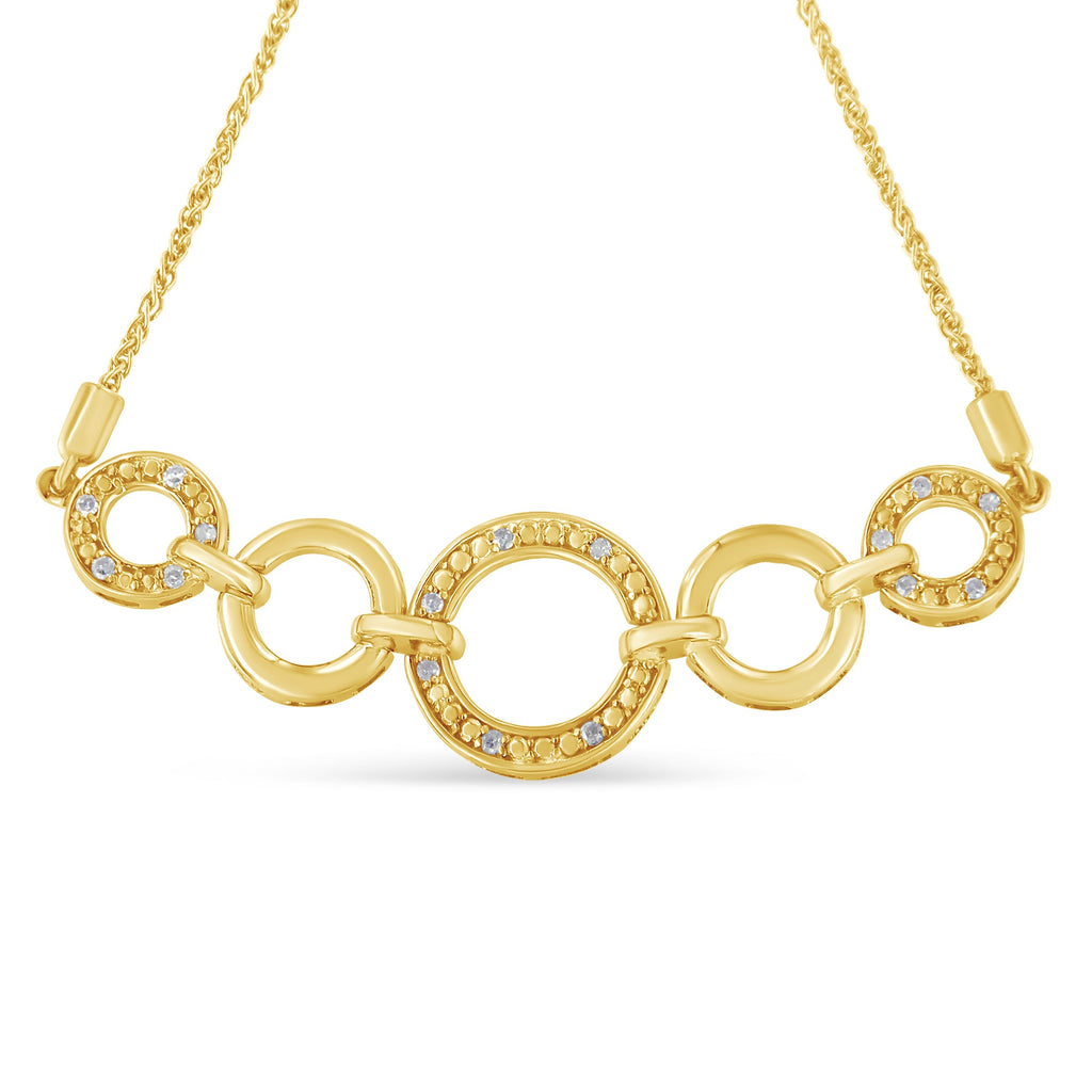 10K Yellow Gold over .925 Sterling Silver Diamond Accented Graduated Infinity Open Circle 6â€-9â€ Adjustable Bolo Bracelet (H-I Color, I2-I3 Clarity)