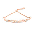 14K Rose Gold Plated .925 Sterling Silver 1/10 Cttw Diamond Alternating Swirl link Bolo Bracelet (I-J Color, I2-I3 Clarity) - 6" to 9" Adjustable