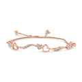 14K Rose Gold Plated .925 Sterling Silver 1/10 Cttw Diamond Wave and Hearts 4â€-10â€ Adjustable Bolo Bracelet (I-J Color, I3 Clarity)