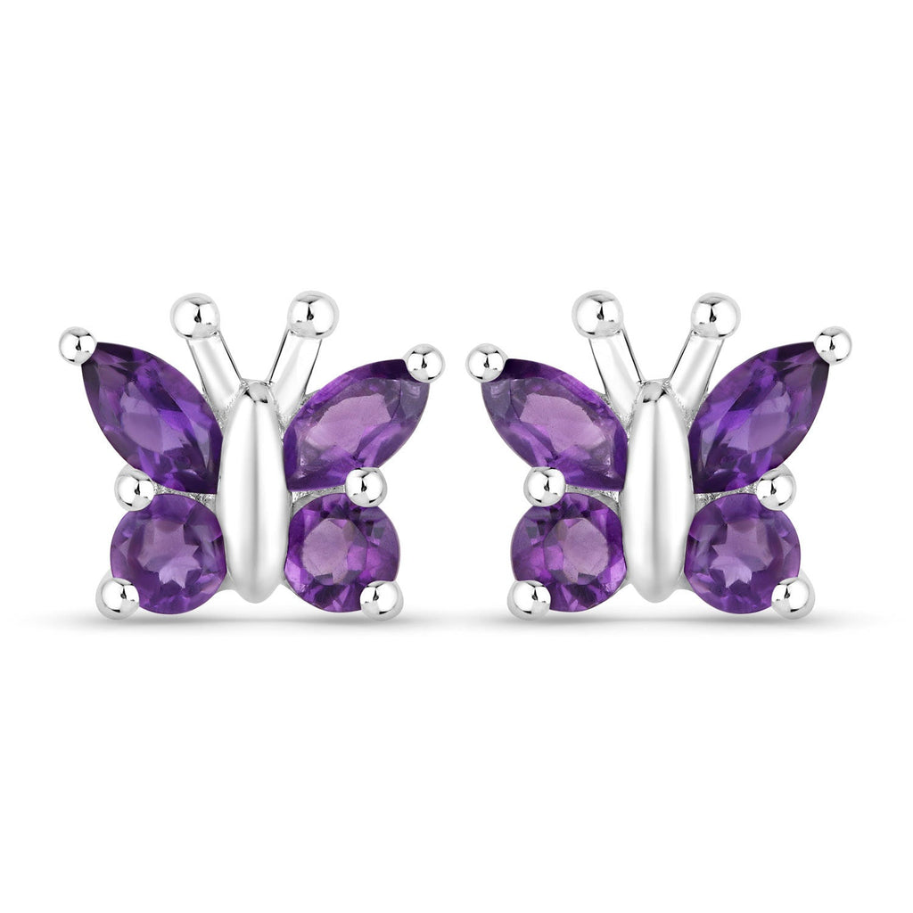 1.00 Carat Genuine Amethyst .925 Sterling Silver Earrings