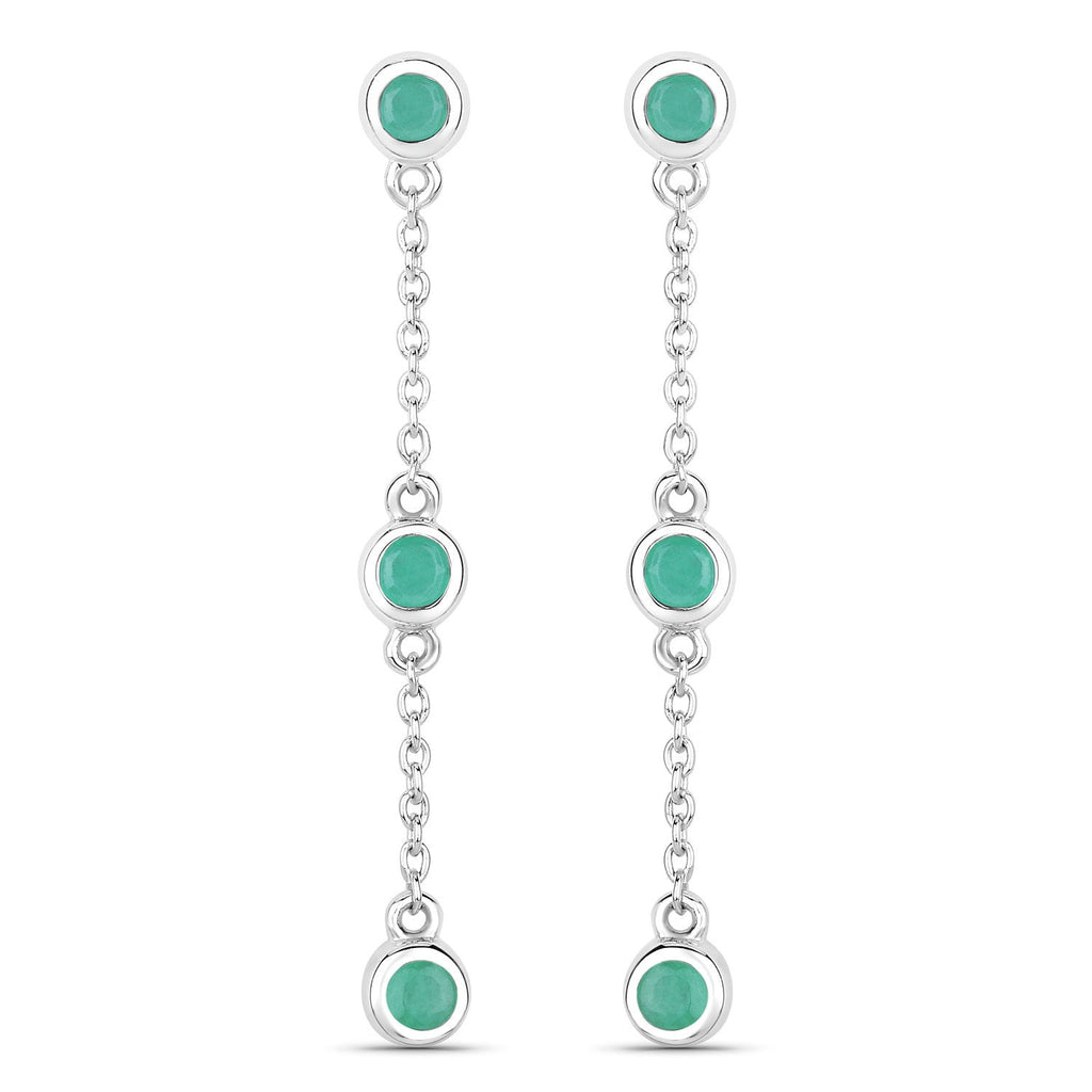 0.60 Carat Genuine Emerald .925 Sterling Silver Earrings
