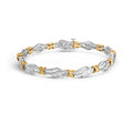 10k Two-Toned Gold 2.00 Cttw Channel Set Baguette-Diamond Weave and  "X" Spiral Link Bracelet (H-I Color, I1-I2 Clarity) - 7"