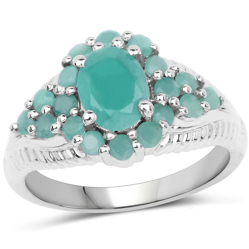 2.13 Carat Genuine Emerald .925 Sterling Silver Ring