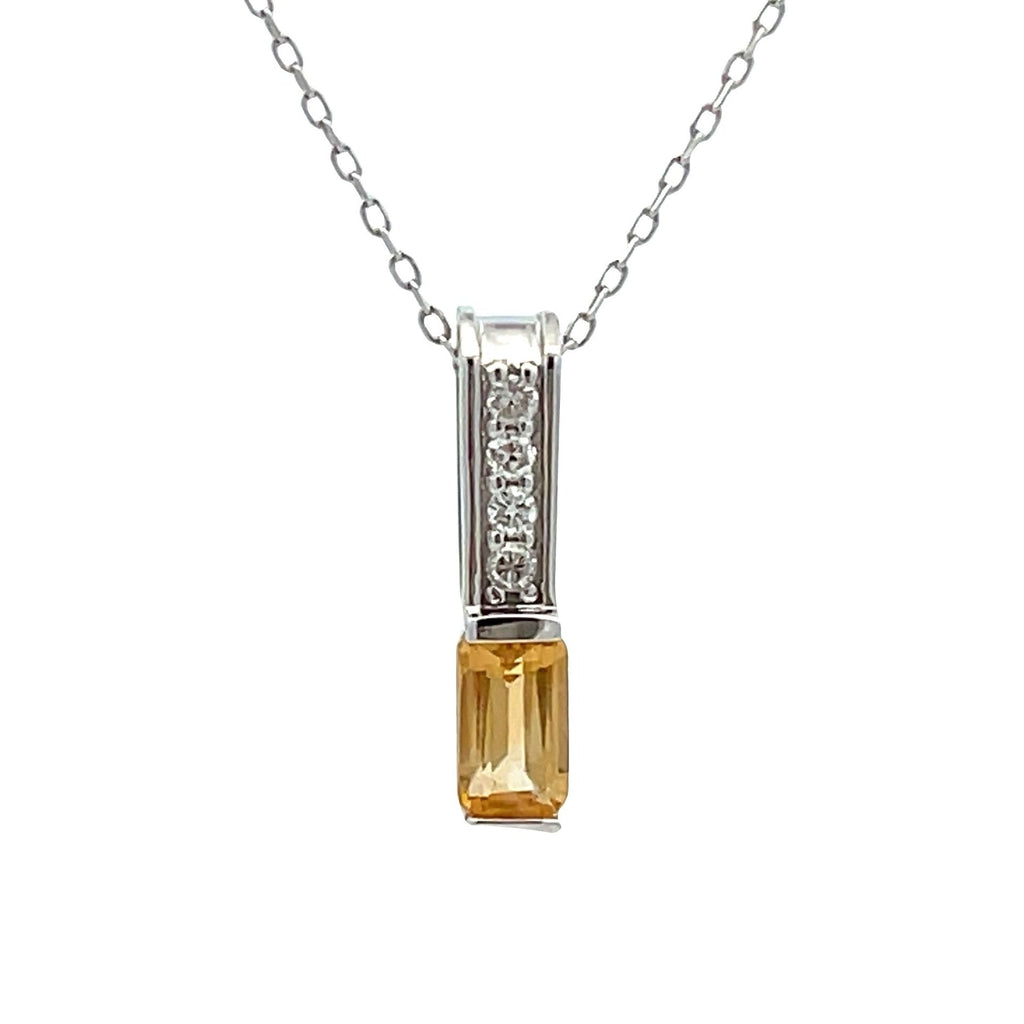 .06ct Citrine Diamond Fashion Pendants 10KT White Gold