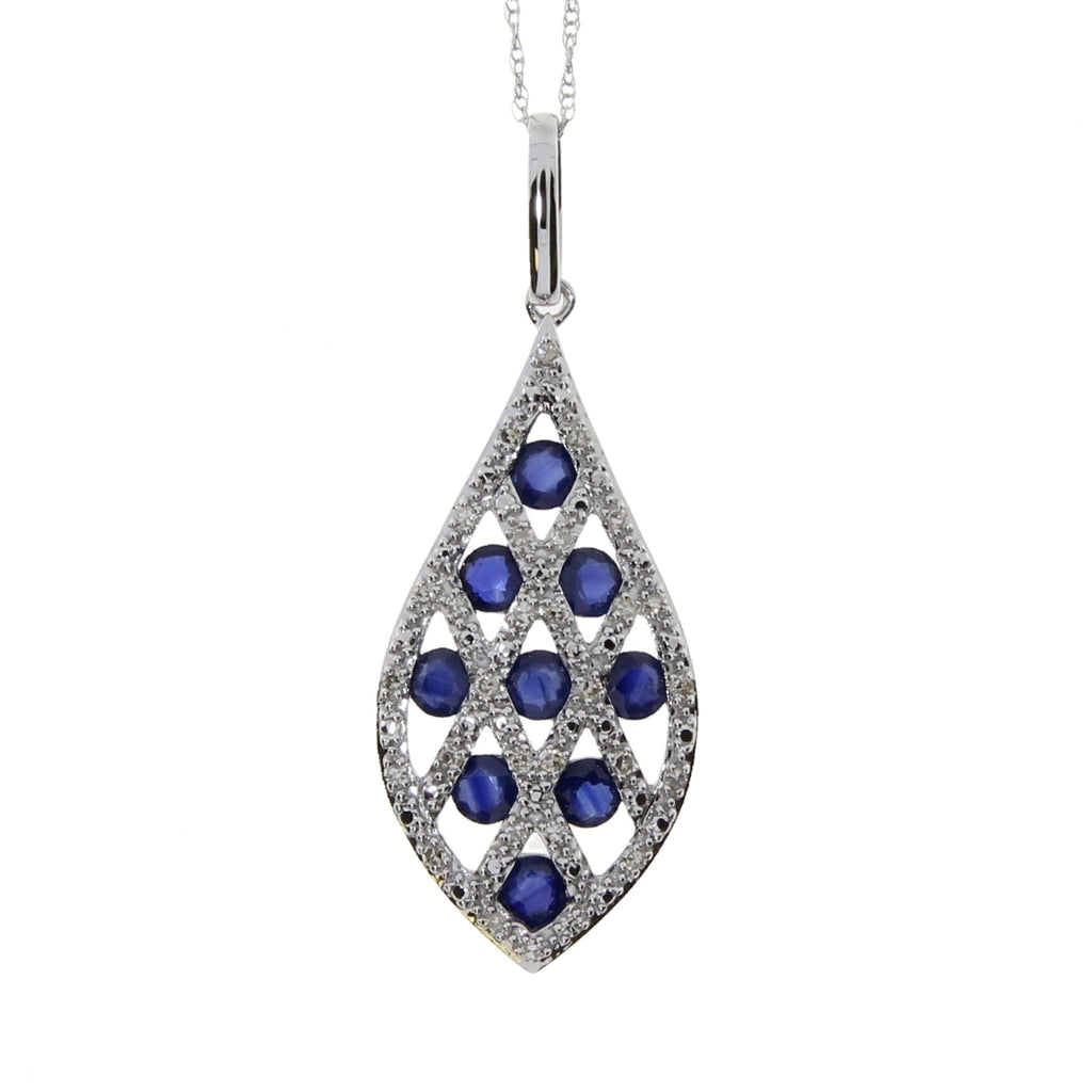 .58ct Sapphire Diamond Fashion Pendants 14KT White Gold