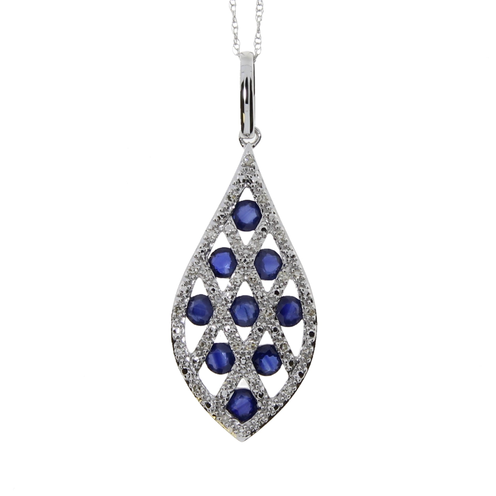 .58ct Sapphire Diamond Fashion Pendants 14KT White Gold