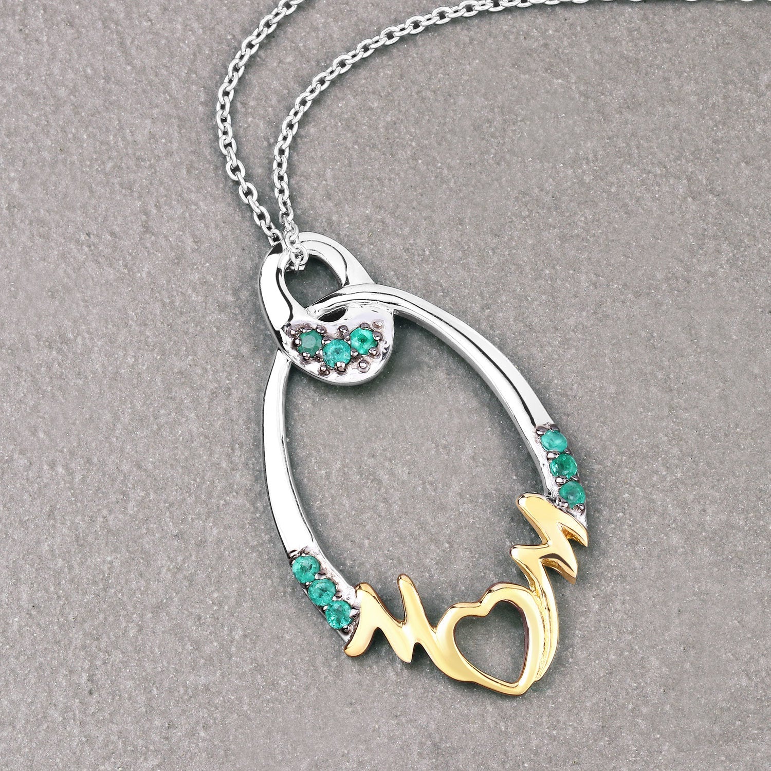 0.15 Carat Genuine Emerald .925 Sterling Silver Pendant