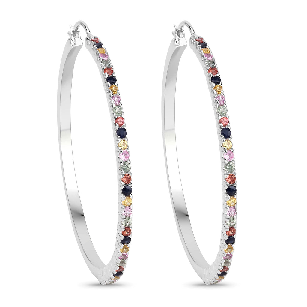 2.24 Carat Genuine Multi Sapphire .925 Sterling Silver Earrings