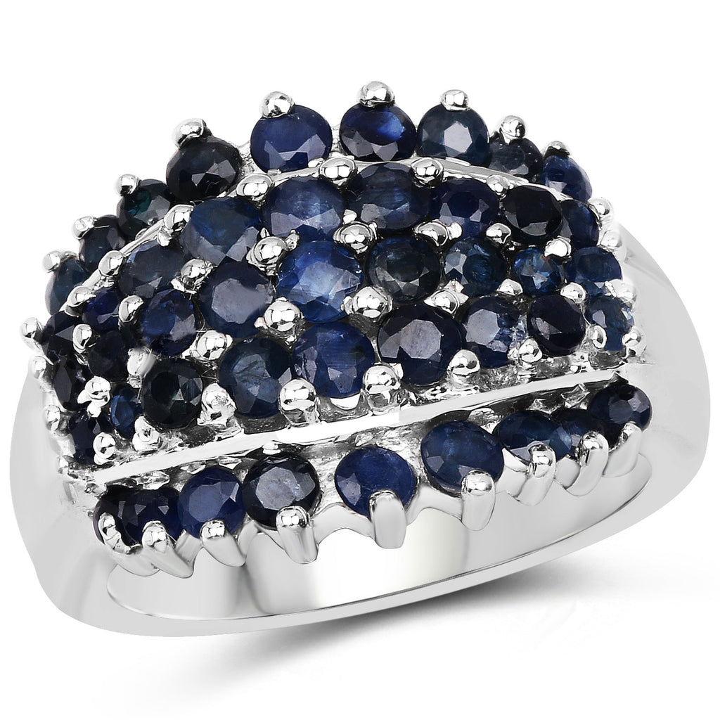 2.70 Carat Genuine Blue Sapphire .925 Sterling Silver Ring