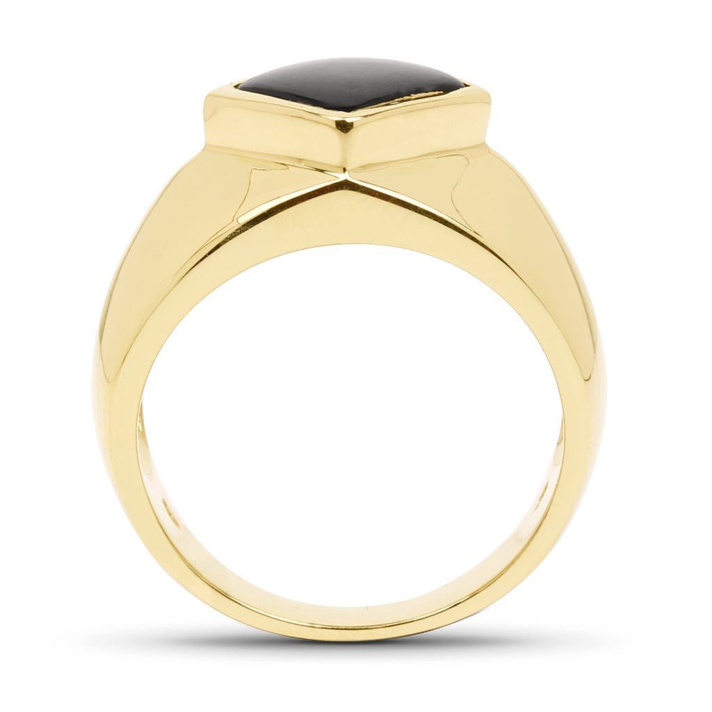 14K Yellow Gold Plated 2.00 Carat Genuine Black Onyx .925 Sterling Silver Ring