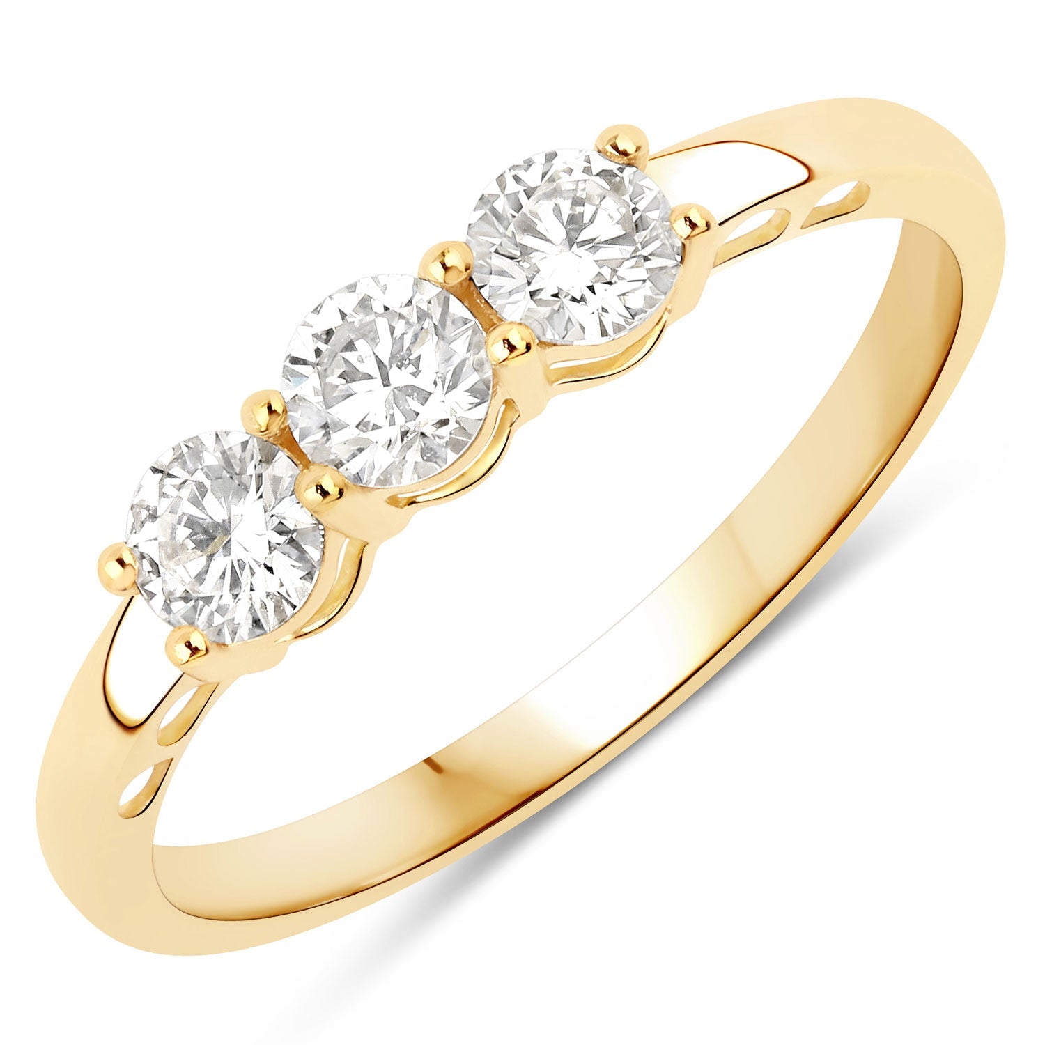 0.51 Carat Genuine Lab Grown Diamond 14K Yellow Gold Ring
