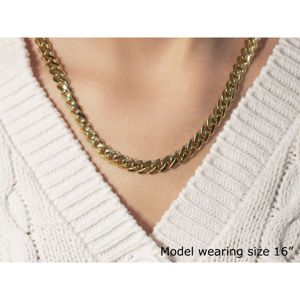14k Yellow Gold Polished Miami Cuban Chain Necklace