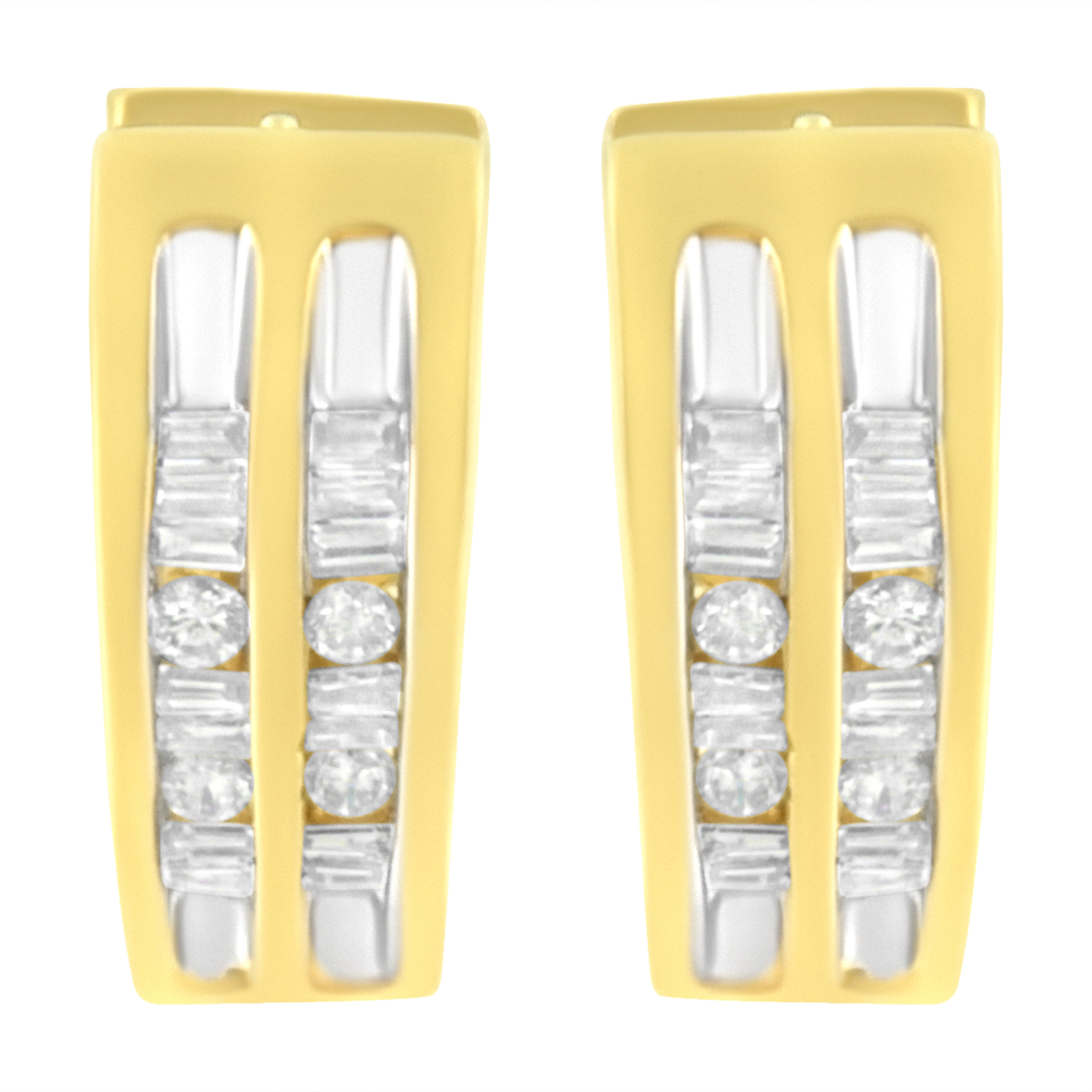 10K Yellow Gold 1/2 cttw Diamond Huggy Heart Hoop Earrings (I-J Clarity, I2-I3 Color)