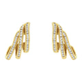 10K Yellow Gold 1.0 Cttw Round Brilliant Cut Diamond Spiral Multi Row Channel Set Open Hoop Pushback Stud Earrings (H-I Color, I1-I2 Clarity)