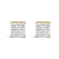 10K Yellow Gold 2.0 Cttw Invisible-Set Princess-Cut Diamond Stud Earrings