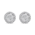 AGS Certified 14K White Gold 1.0 Cttw Brilliant-Cut Diamond Halo-Style Cluster Round Button Stud Earrings (G-H Color, I1-I2 Clarity)