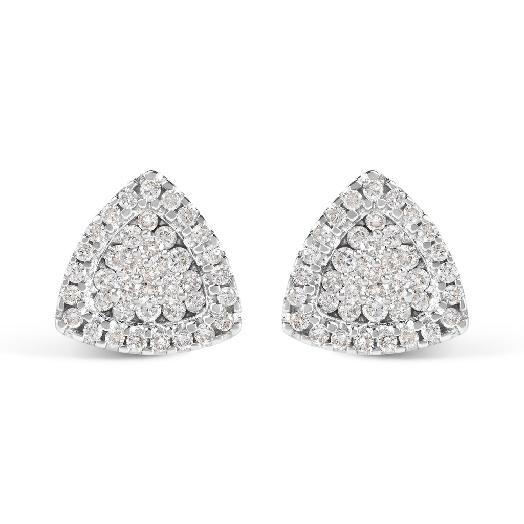 14K White Gold 1/2 cttw Trillion Shaped Diamond Stud Earrings (H-I Clarity, SI2-I1 Color)