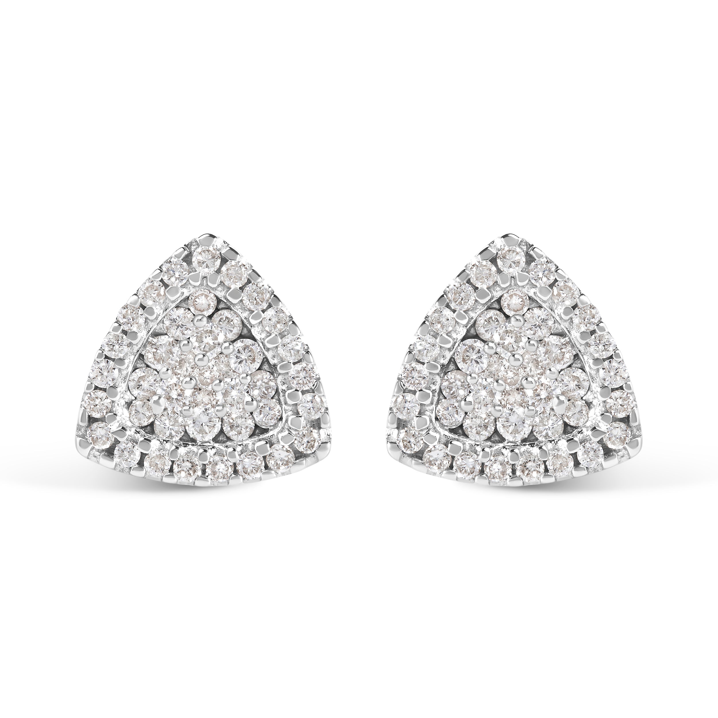 14K White Gold 1/2 cttw Trillion Shaped Diamond Stud Earrings (H-I Clarity, SI2-I1 Color)