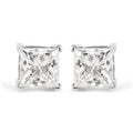 14K White Gold 1 1/2 Cttw Clarity Enhanced Princess Cut Diamond Solitaire Stud Earrings (I-J Color, I1-I2 Clarity)