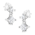 14K White Gold 3/4 cttw Double Diamond Princess-Cut Stud Earrings (I-J Clarity, I2-I3 Color)
