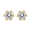 14K Yellow Gold 2.0 Cttw Round Diamond Crown Stud Earrings (I-J Color, I1-I2 Clarity)