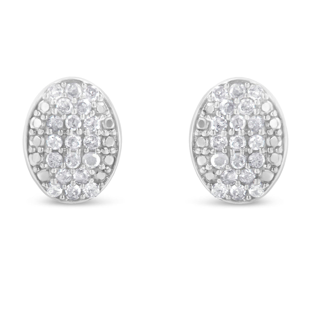 Sterling Silver Round Diamond Oval Cluster Earrings (1/2 cttw, I-J Color, I2-I3 Clarity)