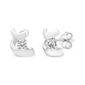 .925 Sterling Silver Round Cut Diamond Fashion Stud Earrings (0.10 cttw, I-J Color, I2-I3 Clarity)