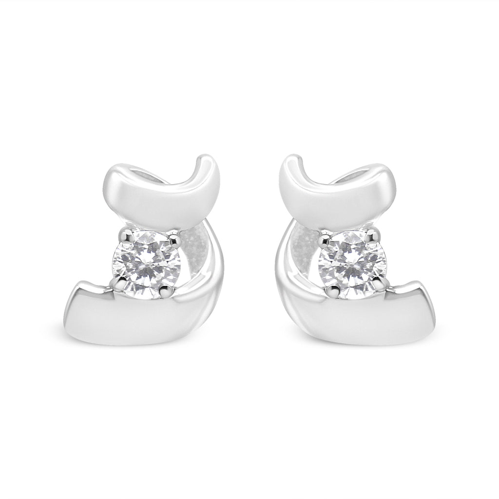 .925 Sterling Silver Round Cut Diamond Fashion Stud Earrings (0.10 cttw, I-J Color, I2-I3 Clarity)