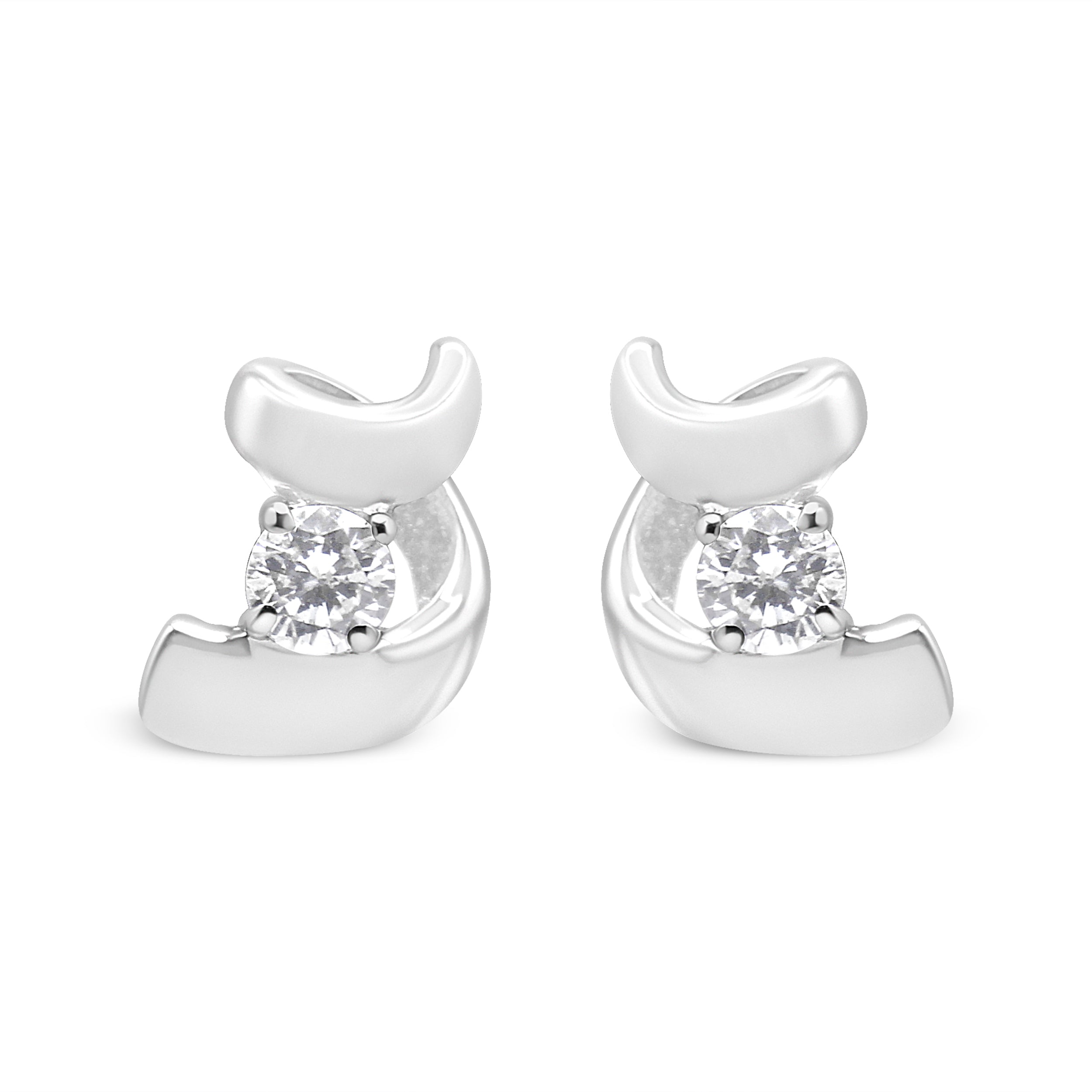 .925 Sterling Silver Round Cut Diamond Fashion Stud Earrings (0.10 cttw, I-J Color, I2-I3 Clarity)