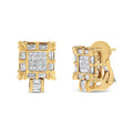 14K Yellow Gold 7/8 Cttw Princess and Baguette-Cut Diamond Square Framed Huggie Hoop Omega Earrings (H-I Color, SI1-SI2 Clarity)
