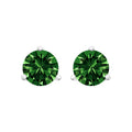 14K White Gold 1.0 Cttw 3-Prong Martini Set Lab Grown Green Diamond Solitaire Stud Earrings