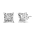 14K White Gold 1.00 Cttw Princess And Round-Cut Diamond Square Stud Earrings (G-H Color, SI1-SI2 Clarity)