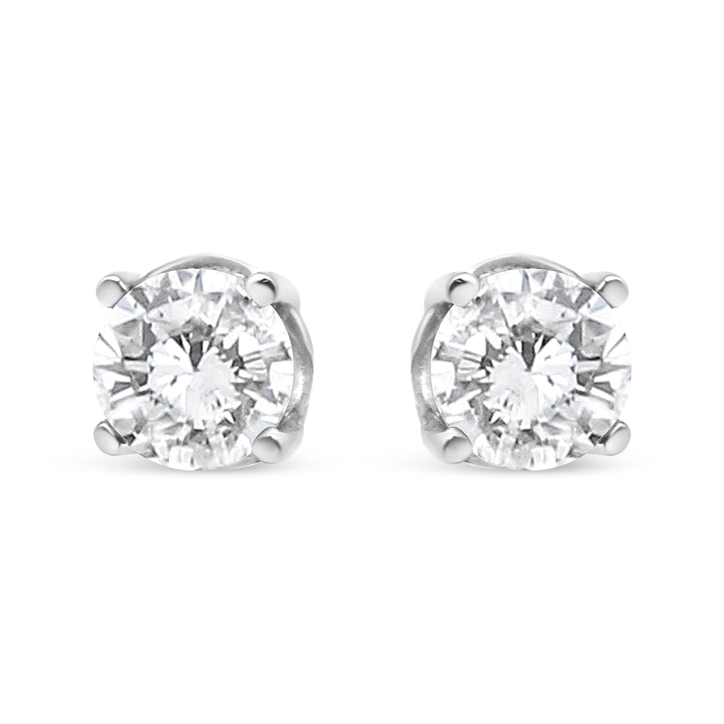 14K White Gold 3/4 Cttw Lab Grown Diamond 4-Prong Classic Stud Earrings (F-G Color, VS2-SI1 Clarity)