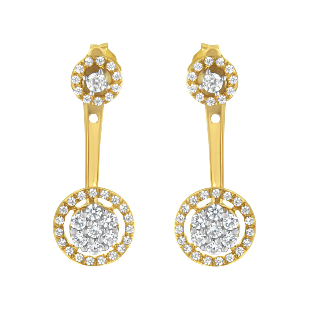 14K Yellow Gold Plated .925 Sterling Silver 5/8 Cttw Diamond Removable Stud and Dangle Earrings (I-J Color, I2-I3)