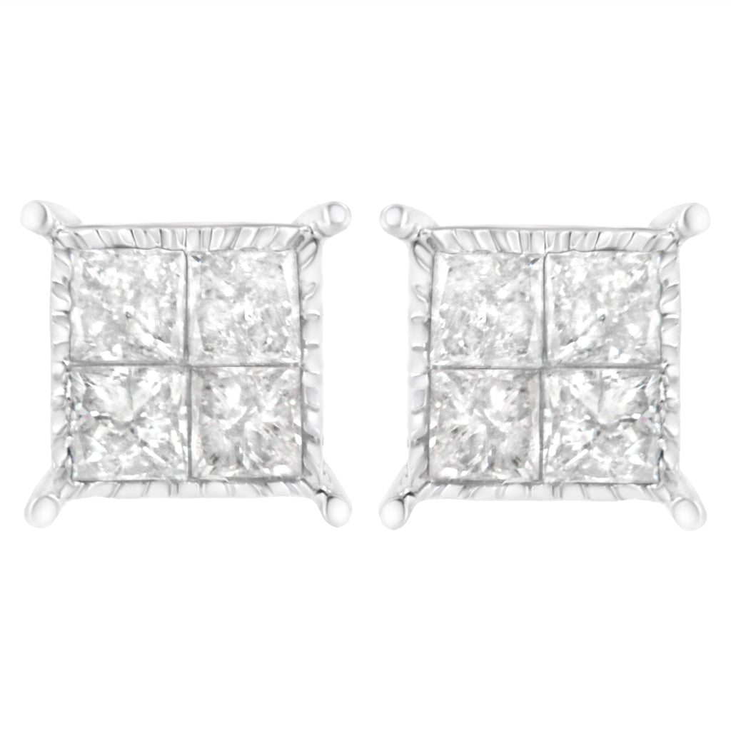 Sterling Silver 3/4 cttw Composite Diamond Stud Earrings (I-J, I2-I3)