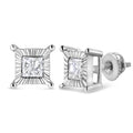 .925 Sterling Silver 1.0 Cttw Miracle Set Princess-cut Diamond Solitaire Stud Earrings (H-I Color, I2-I3 Clarity)