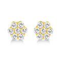 14K Yellow Gold 1/2 Cttw Brilliant Round Cut Diamond Floral Cluster Stud Earrings with Pushbacks (J-K Color, VS2-SI1 Clarity)