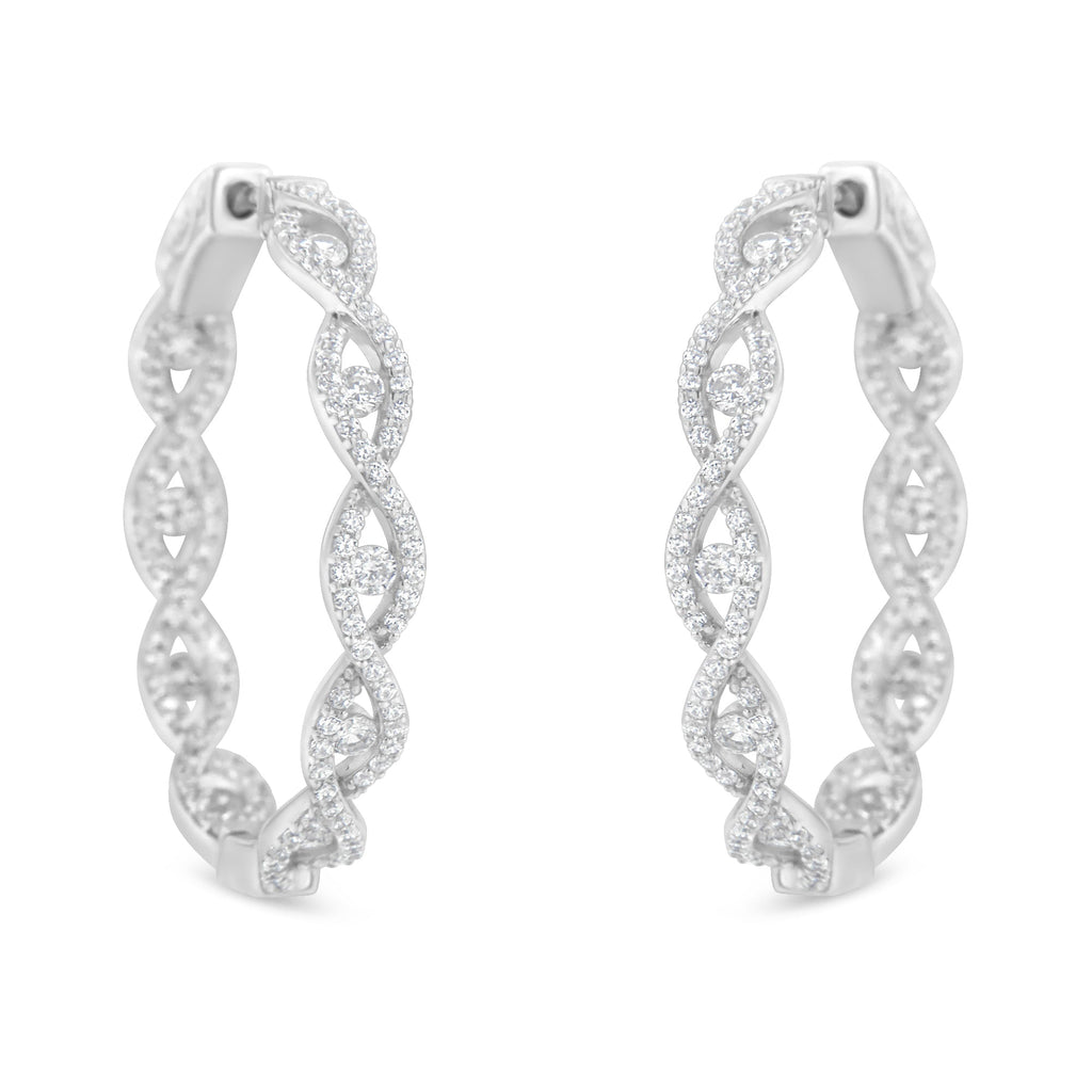 10K White Gold Diamond Hoop Earrings (1 1/2 cttw, H-I Color, I1-I2 Clarity)