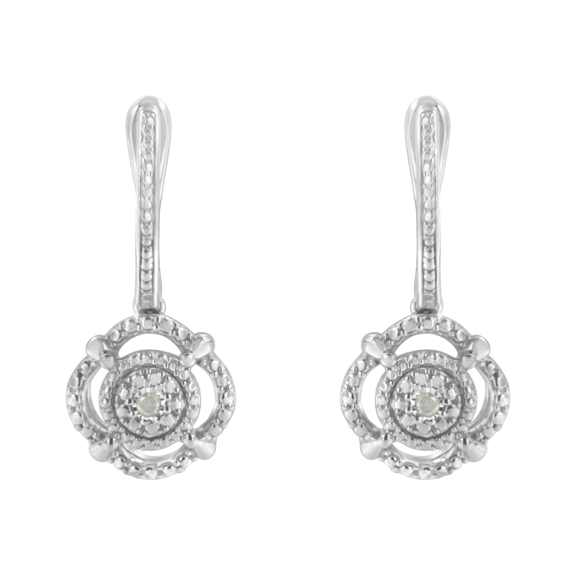 .925 Sterling Silver Miracle-Set Diamond Accent Drop and Dangle Earrings (I-J Color, I3 Clarity)