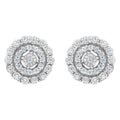10KT White Gold 1/2 cttw Double Halo Brilliant Round-Cut Diamond Stud Earrings (I-J Clarity, I2-I3 Color)