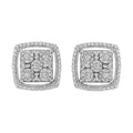 .925 Sterling Silver 3/8 Cttw Miracle Set Round Diamond Double Halo Cluster Earrings (I-J Color, I2-I3 Clarity)